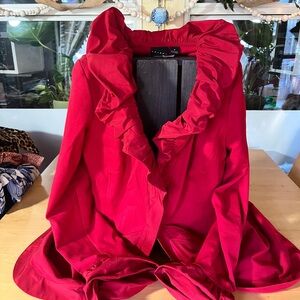 Chic Red Ruffled Blazer